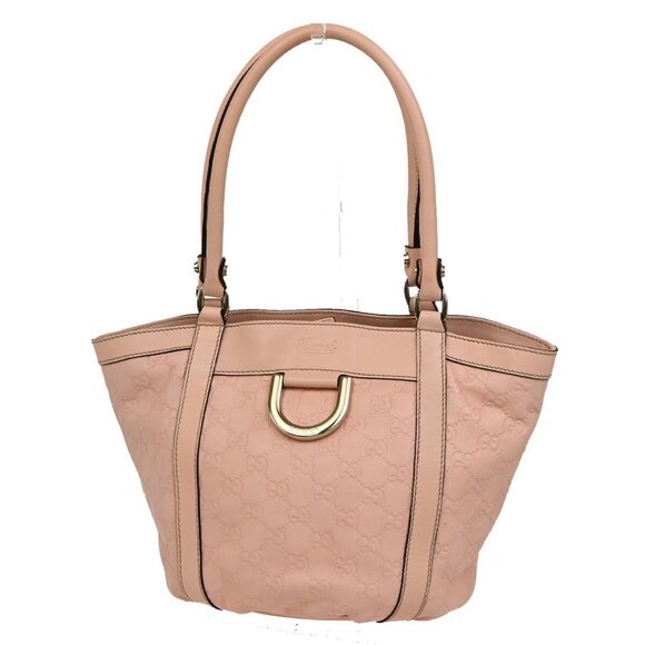 GUCCI Logo GG Guccissima Abbey Shoulder Hand Bag Leather Pink Italy - Picture 1 of 16